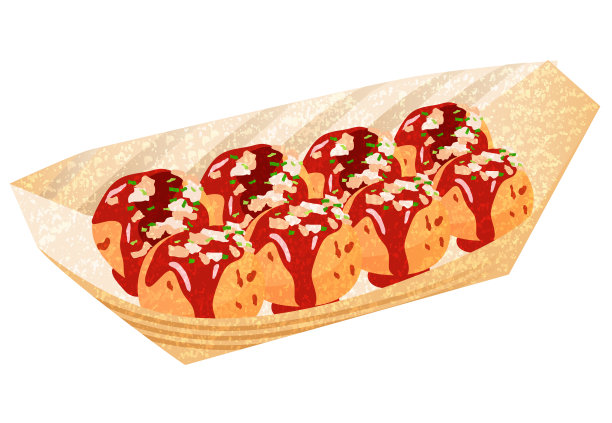 章鱼烧插图手绘风格。图片下载