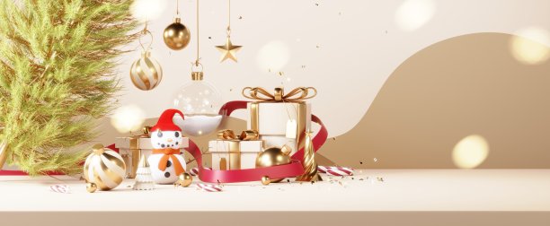 圣诞背景与讲台舞台平台在最小的新年活动主题。圣诞场景为产品展示模拟横幅。圣诞冬季场景中的空看台基座装饰。3 d渲染。图片下载