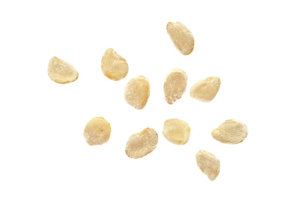 番茄种子孤立在白色背景，特写，俯视图。番茄种子组孤立在白色背景，俯视图。在花园里播种的干番茄种子，近景，俯视图。图片下载