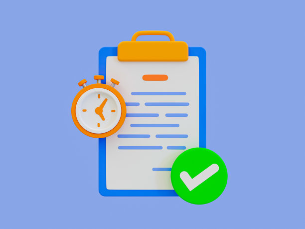 3d最小快速工作。快速完成工作。在很短的时间内完成了工作。带有秒表和绿色复选标记的剪贴板。3 d演示。图片下载