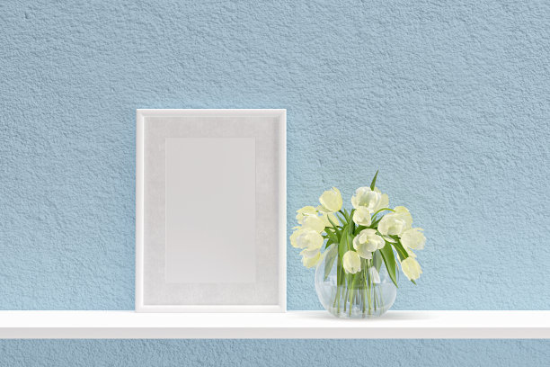 木柜上的模型相框。3d渲染插图。图片下载