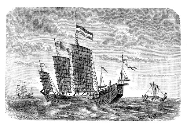 中国帆船是一种古老的帆船，从公元2世纪开始发展起来图片下载