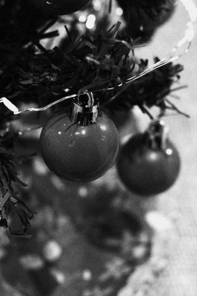 黑白单色圣诞树球的照片图片下载