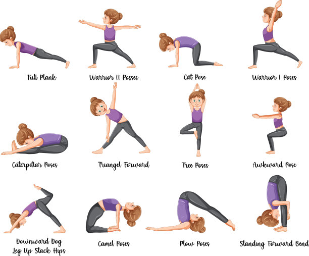一组瑜伽姿势图片下载