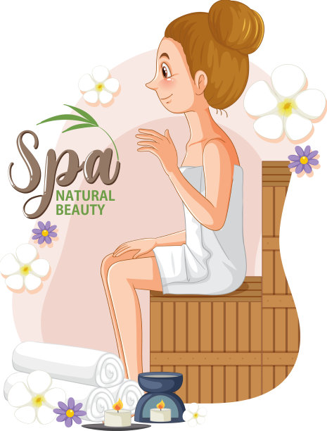 温泉自然美容文字与温泉女子图片下载