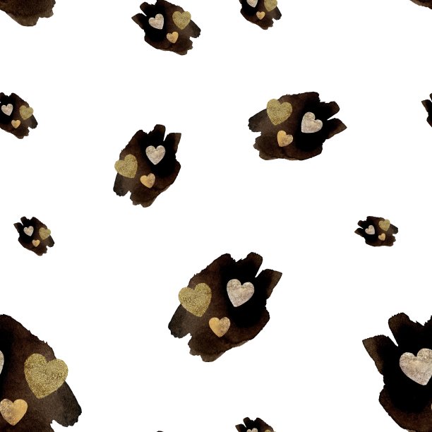 吸点黑金心图案水彩图片下载