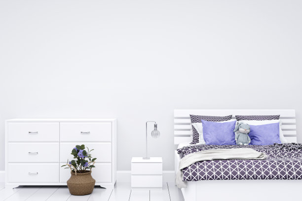 儿童卧室的墙纸模型。3d渲染插图。图片下载