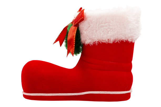 圣诞鞋圣诞装饰孤立的白色与修剪路径内部图片下载