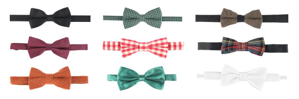 设置与不同的时尚领结在白色背景。旗帜设计图片下载