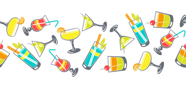 无缝模式的鸡尾酒在玻璃图片下载