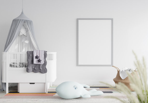 儿童房现代室内的3D模型相框图片下载