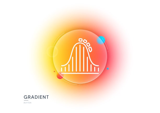 过山车线路图标。游乐园标志。渐变模糊按钮。向量图片下载