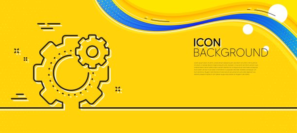 齿轮线图标。工程工具标志。最小行黄色横幅。向量图片下载