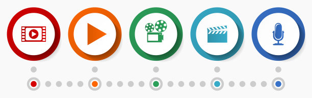 视频概念矢量图标集，平面设计网页按钮，电影和电影院信息图模板图片下载