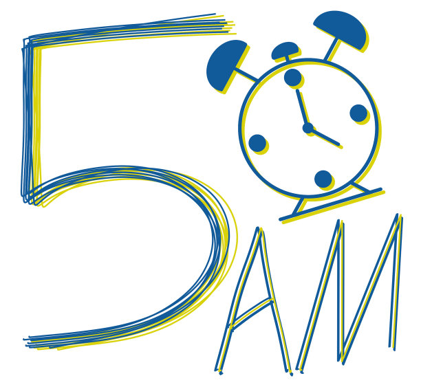 早上五点早起闹钟蓝黄线隔离图片下载