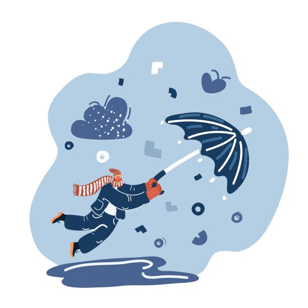 矢量插图的形象的人拿着伞和飞行图片下载