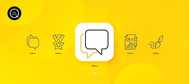 笔刷，赢家缎带和信使最小线图标。对于网页应用，打印。向量图片下载