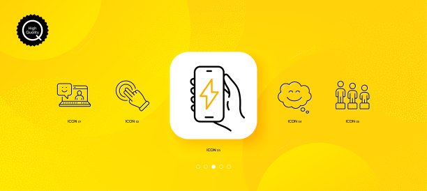 微笑聊天，平等和充电应用程序最小的线图标。对于网页应用，打印。向量图片下载