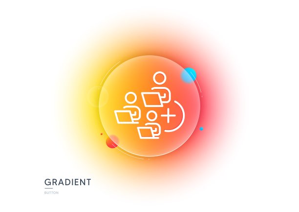 添加队线图标。团队合作的迹象。渐变模糊按钮。向量图片下载
