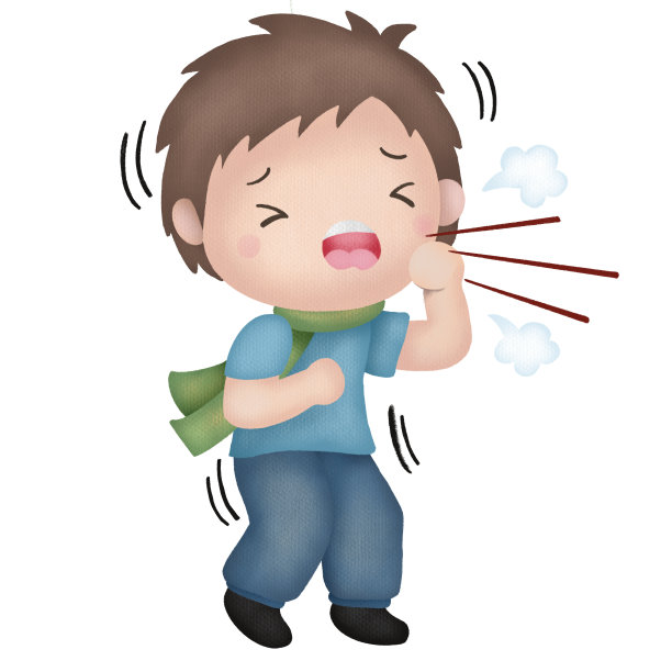 男孩在水彩画上咳嗽图片下载