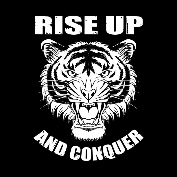 愤怒的虎头与引语矢量插图图片下载