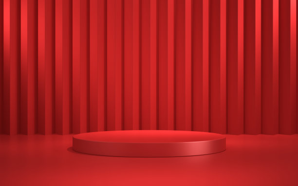 红色金属讲台，聚光灯图片下载