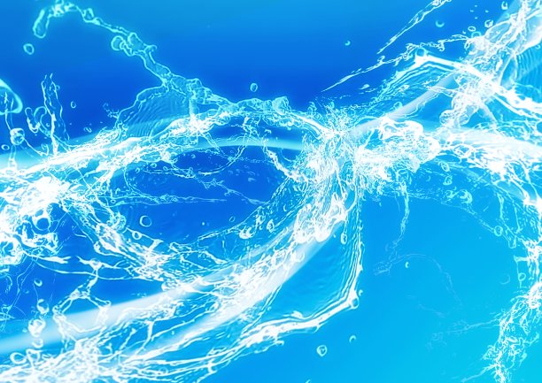 自然环境概念中的蓝色波浪和飞溅抽象背景图片下载
