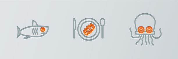 排章鱼鲨鱼和黄瓜上图片下载