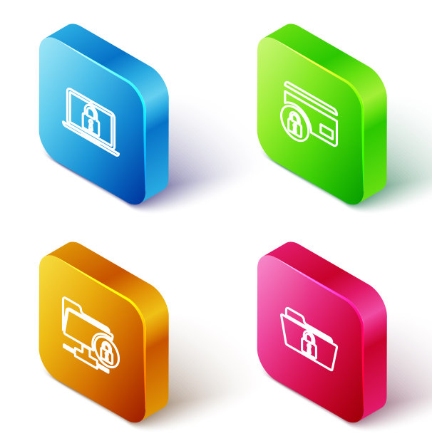 设置等距线笔记本电脑和锁定信用卡图片下载