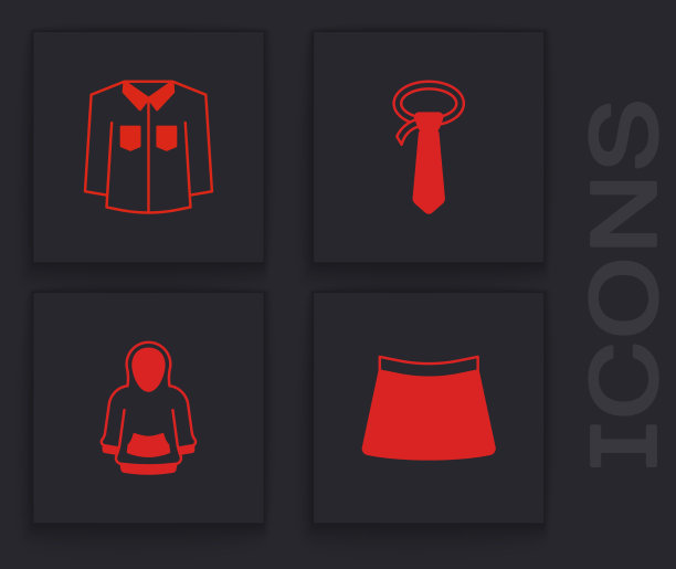 设置裙子衬衫领带和卫衣图标图片下载