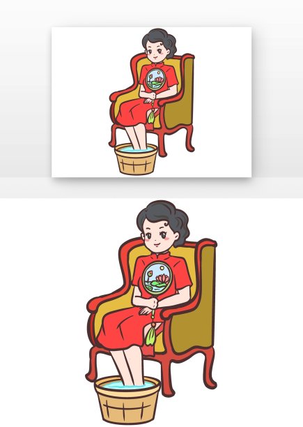 卡通养生旗袍女人图片下载