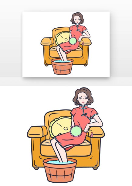 复古泡脚养生旗袍人物图片下载
