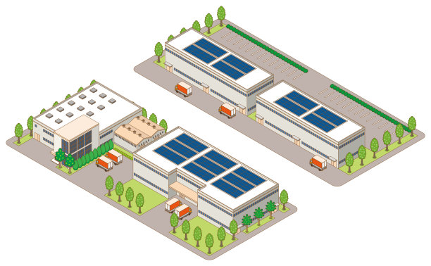 建筑物的三维插图。城市的观点。图片下载