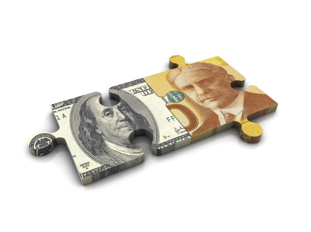 美元和加元货币汇率的概念图片下载