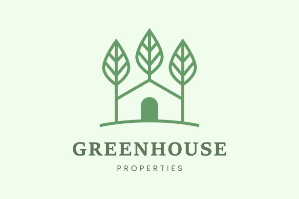 家和树叶树标志模板的财产或公寓业务图片下载