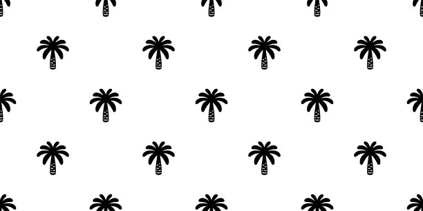 棕榈树无缝图案椰子树矢量岛热带礼物包装纸海滩海洋夏天围巾孤立瓷砖背景重复墙纸卡通涂鸦插画设计图片下载