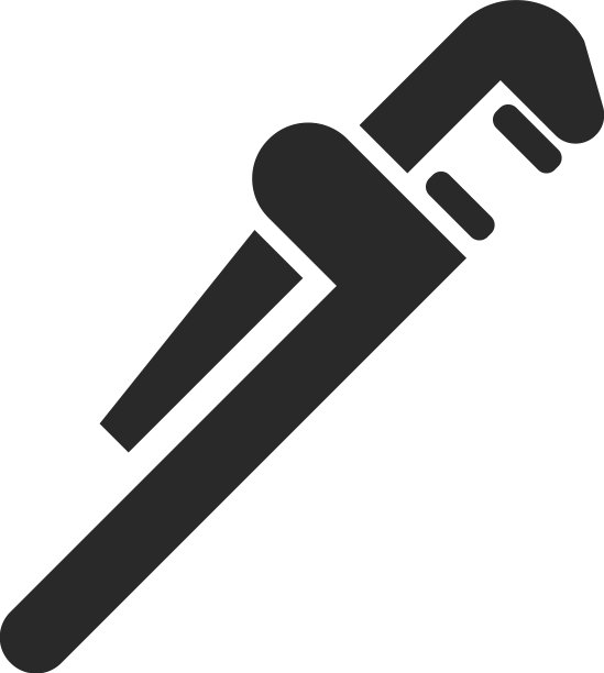 管道工扳手管道修理工具黑色图标图片下载