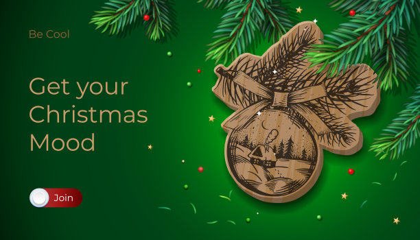 圣诞节的心情。圣诞木制玩具与杉木树枝装饰。网页横幅，海报，明信片或贺卡的现实设计图片下载