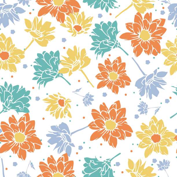 雏菊花卉花园矢量无缝图案可用于背景和服装设计图片下载