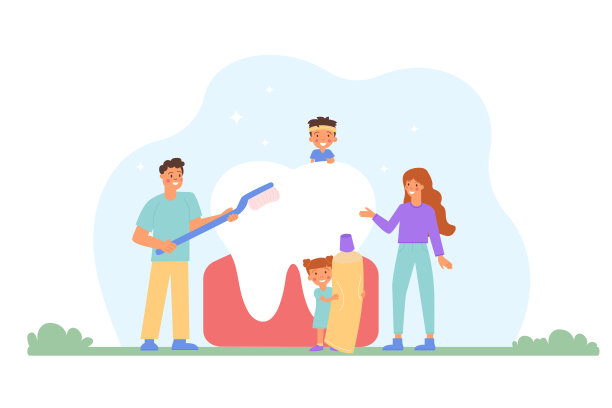 家人刷牙。全国儿童牙齿健康月图片下载