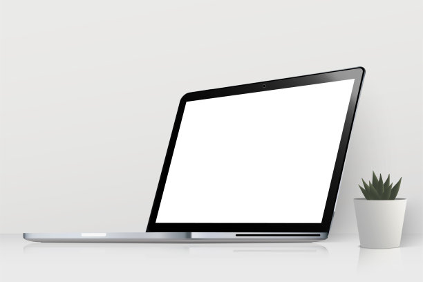 光滑的白色桌子与笔记本电脑模型图片下载