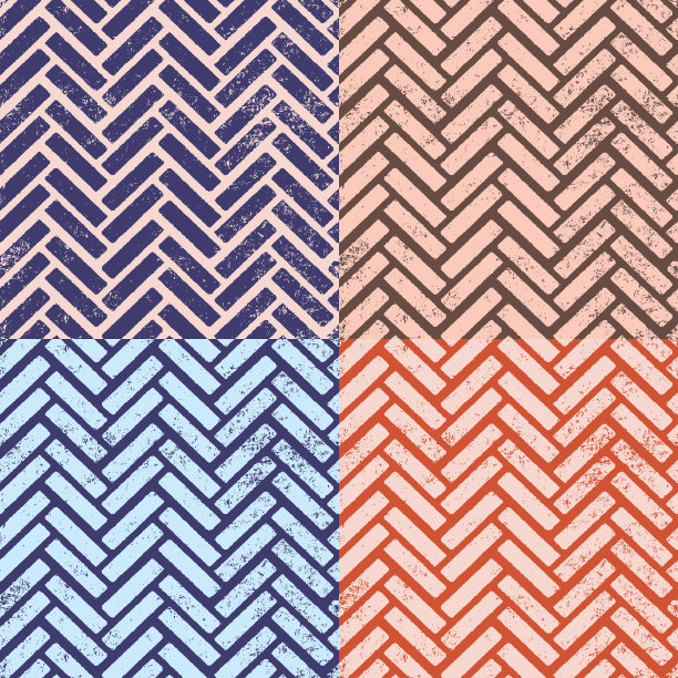 一套无缝的矢量重复模式与纹理砖形成经典的人字形图案，伟大的背景，剪贴簿图片下载