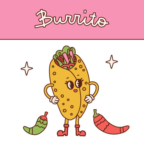 可爱的复古香椿玉米煎饼人物孤立在白色背景。矢量vintage masocot手绘风格插画。手绘矢量插画时髦经典复古卡通风格三十年代。图片下载