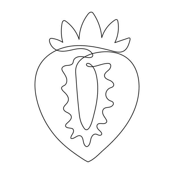 草莓线画。图片下载