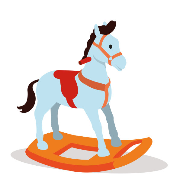 快乐的男孩在玩具马上荡秋千图片下载