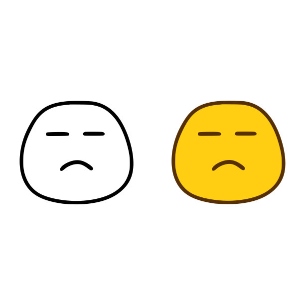 白色背景上孤立的涂鸦风格的悲伤表情图片下载