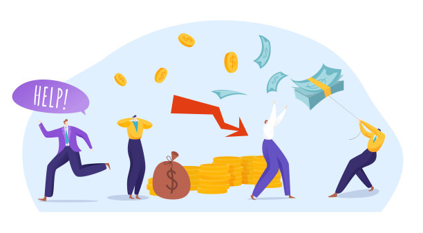 世界金融危机威胁银行业商人大谈帮助，国际经济平矢插图，孤立无援。图片下载