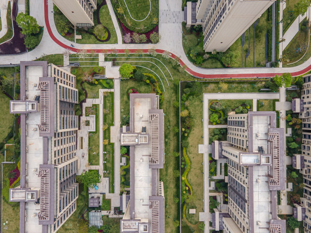 住宅区绿化的航拍图片下载