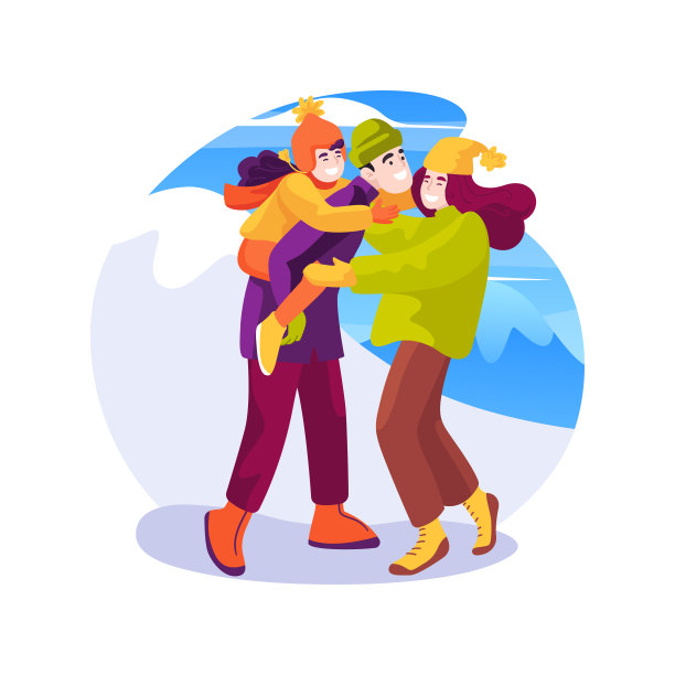 一家人拥抱孤立的卡通矢量插图。图片下载