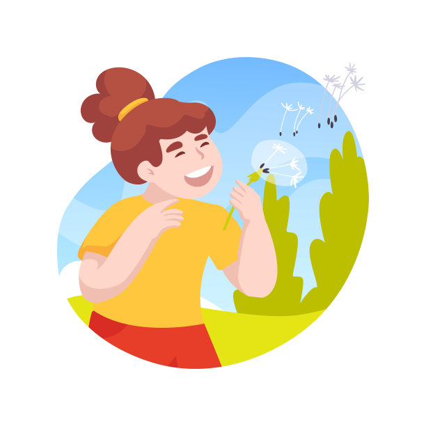 蒲公英祝愿孤立的卡通矢量插图。图片下载